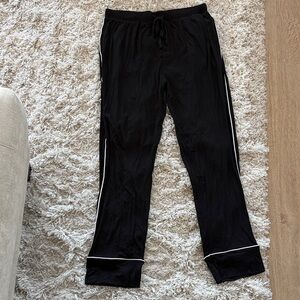 Posh Peanut Black Ribbed Pajama Pants with White Trim